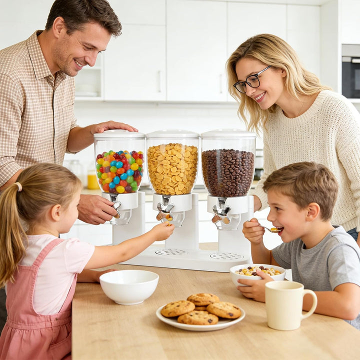 Cereal Dispenser 2L, Dreifacher Müsli Verteiler für die Arbeitsplatte, Müslispender 3er Set Luftdich