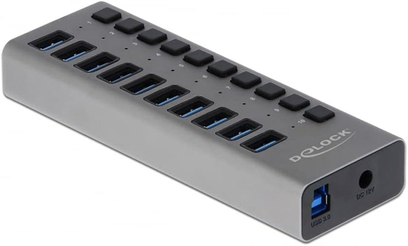 Delock Externer SuperSpeed USB Hub mit 10 Ports + Schalter, 63670