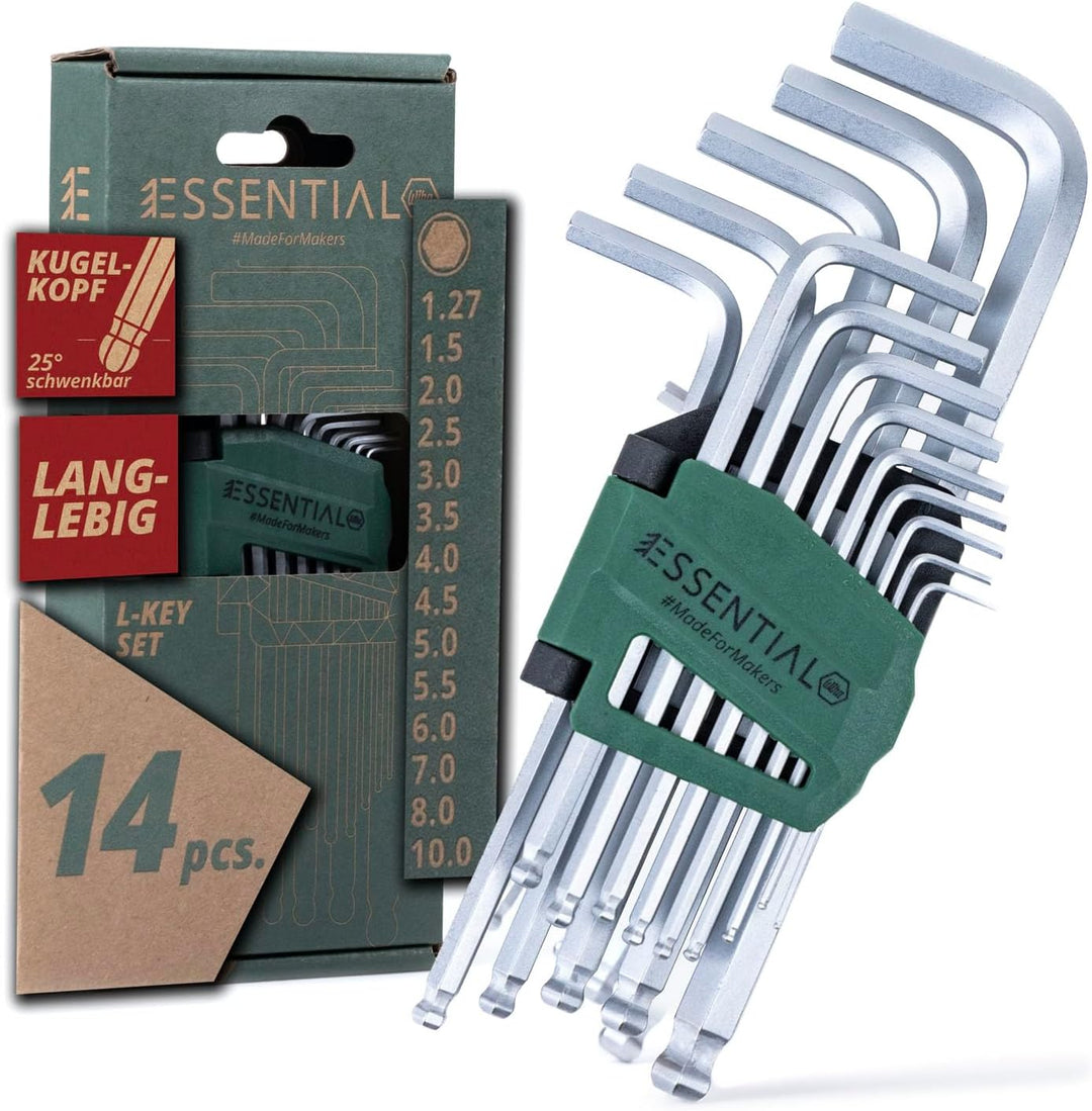 Wiha Essential Stiftschlüssel Set 14 tlg. mit Kugelkopf I Innensechskant Satz 1,27-10mm I Innensechs