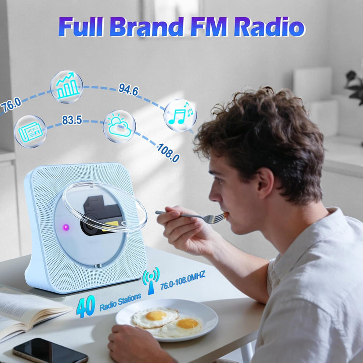 Tragbarer Bluetooth-CD-Player mit Lautsprechern, Heim-CD-Player für Kinder, unterstützt Bluetooth-Em