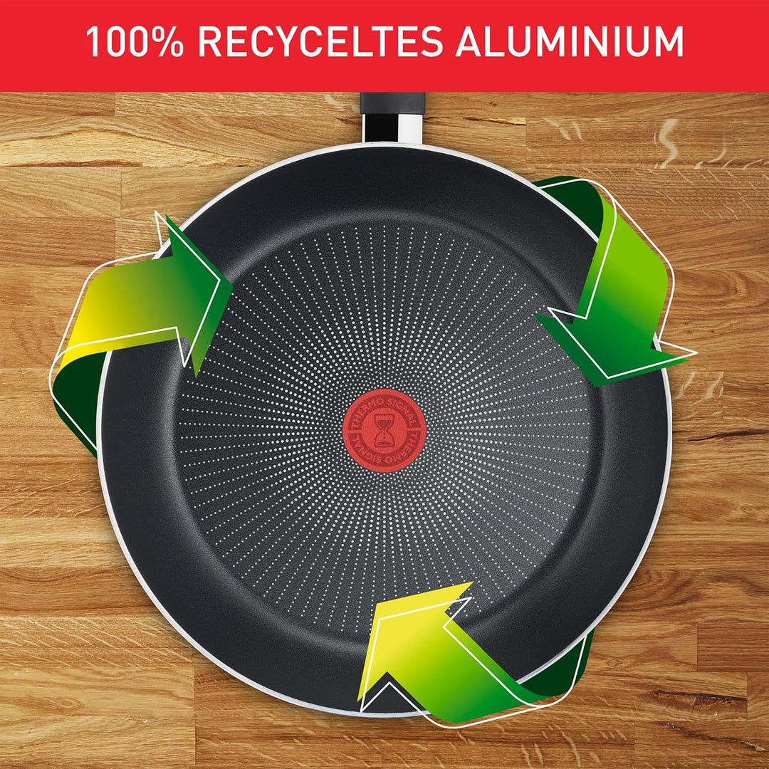 Tefal Recycled On Wokpfanne 28 cm, 100% recyceltes Aluminium, Antihaftbeschichtung, Induktion, Spülm