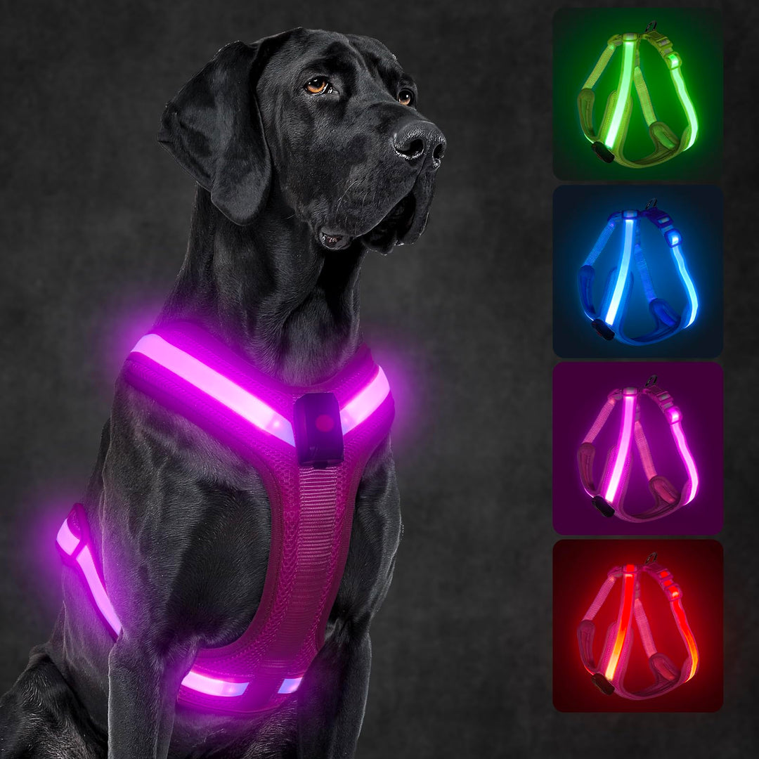 LED Hundegeschirr Wiederaufladbares Beleuchtetes Hundegeschirr Leuchtet Im Dunkeln LED Hundeweste Re
