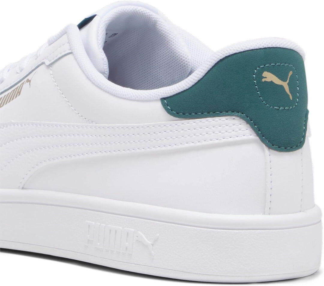 PUMA Herren Smash 3.0 L Sneaker 45 EU Puma White Malachite Puma Gold, 45 EU Puma White Malachite Pum