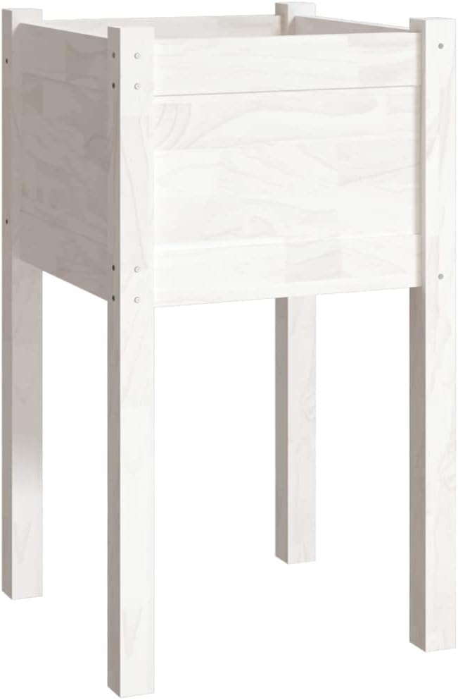 WIFESE Hochbeet Pflanzkübel 2 STK. Weiss 40x40x70 cm Massivholz Kiefer Blumentopf BlumentöPfe Pflanz