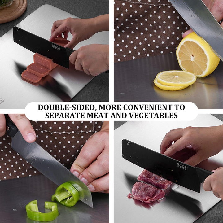 2Pcs Schneidebrett Titan Schneidebrett Edelstahl Titanium Cutting Board Stainless Steel Cutting Boar