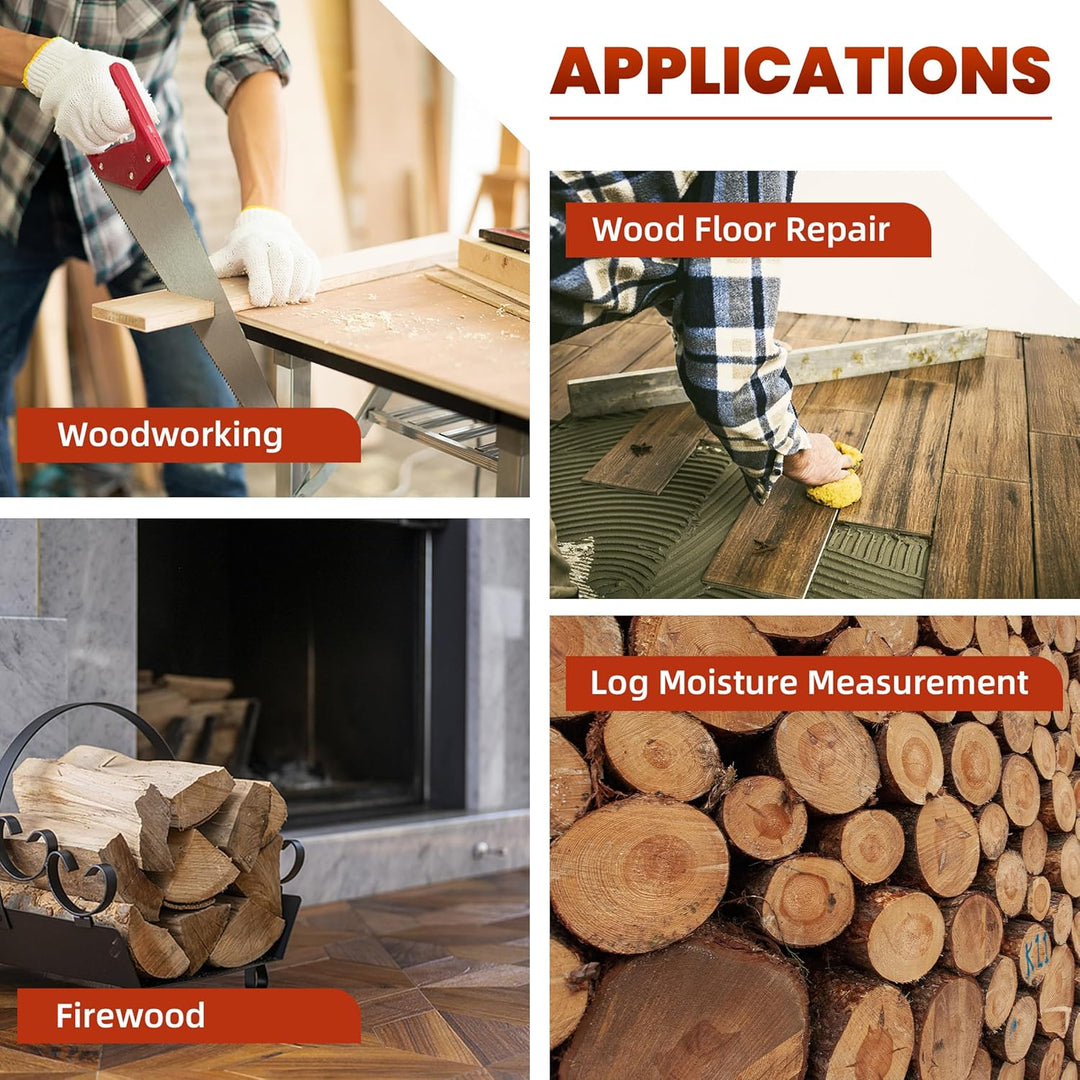 AMTAST Feuchtigkeitsmessgerät 4 Pins Holzfeuchtemessgerät, Digital Feuchtigkeitsmesser für Holz Bren