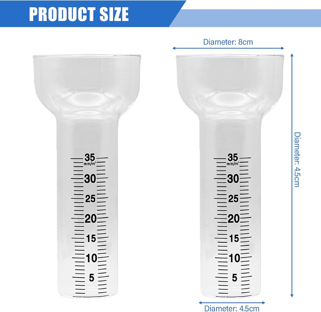2 Stück Regenmesser Frostsicher, Regenmesser Ersatzglas für 1-35 mm Messungen, Regenmesser Glas, Rai