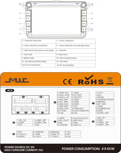 M.I.C. AV8V7LITE Android 12 Autoradio mit navi Ersatz für VW Golf t5 touran Passat Skoda Octavia SEA