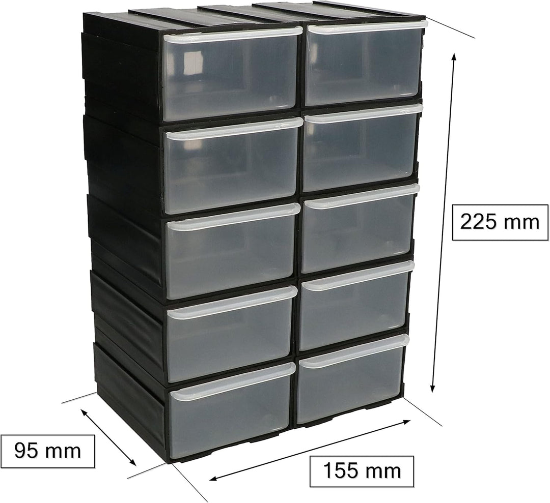 KOTARBAU® Werkstatt-Aufbewahrungsbox 10 Schubladen mit Schubfächern 55S 2M Modul Sortimentskasten -