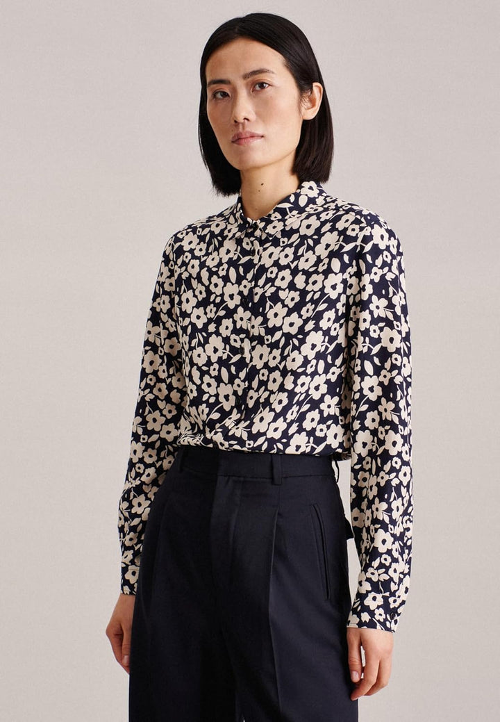 Seidensticker Damen Regular Fit Langarm Bluse 34 Dunkelblau, 34 Dunkelblau