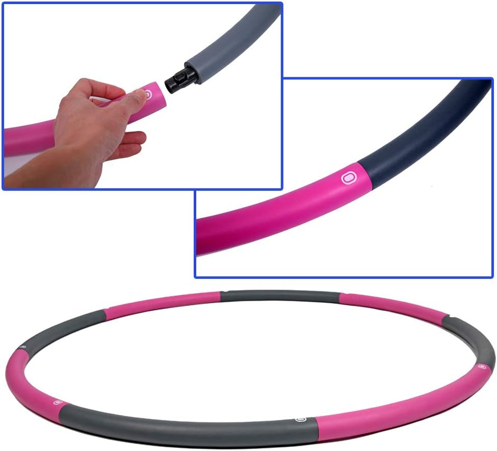 joofang 2,3 KG Hoola Hoop 8 Teile,100cm Reifen Fitness Erwachsene Einfach zusammensteckbar Abnehmen