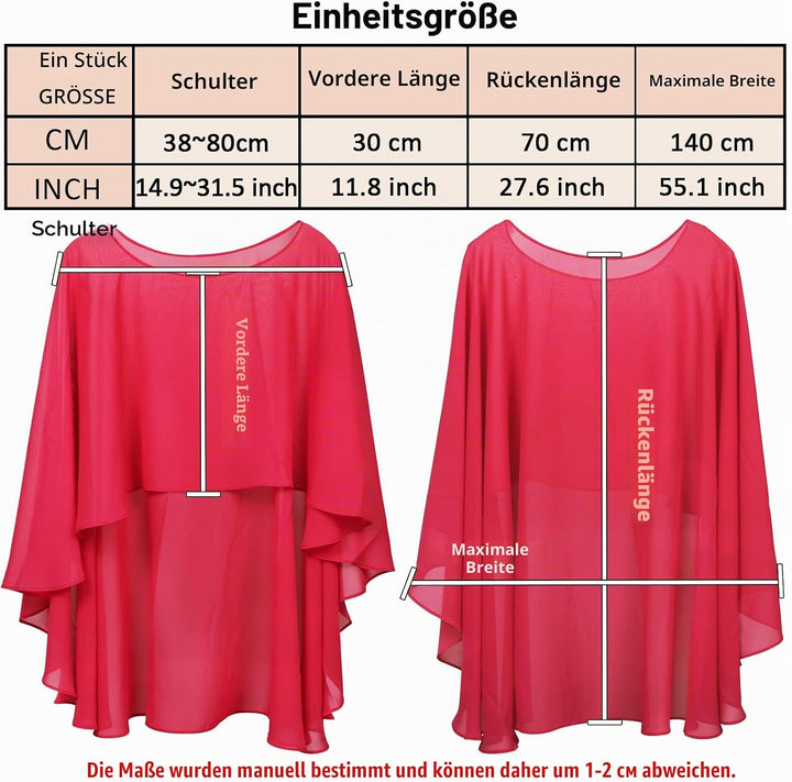 Ladiery Sheer Chiffon Capes Weiche Capelets für Frauen, leichte Tücher und Wraps für Abendpartykleid