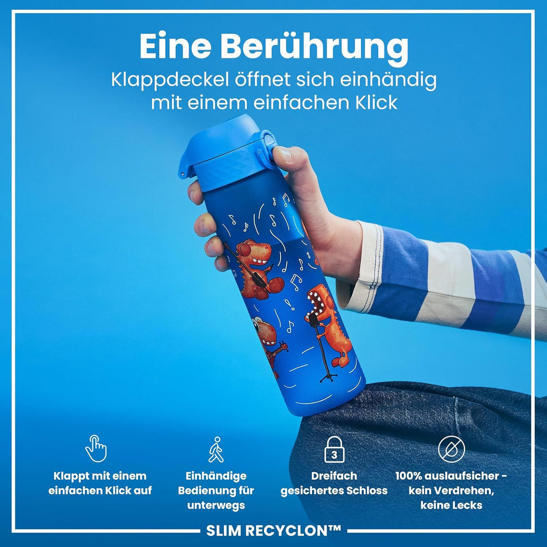 ion8 Trinkflasche 500 ml Auslaufsicher Einhandöffnung Sichere Verriegelung Spülmaschinenfest BPA-fre