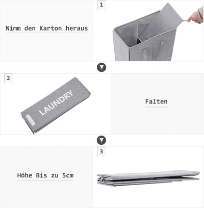 YOUDENOVA Schmal Wäschekorb mit Deckel, Faltbar Wäschesammler Wäschetruhe, Stabiler Wäschebox, Laund