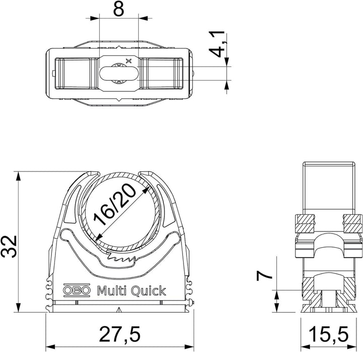 BETTERMANN Rohrschelle Quick M20, 19.4mm, Kst, gr M-Qu