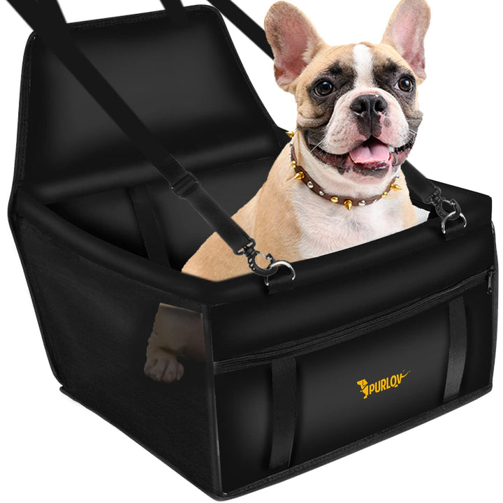 PURLOV Faltbarer Autositz für Hunde & Katzen – 40x40x32cm – Wasserdicht, mit Sicherheitsgurt & Netzf