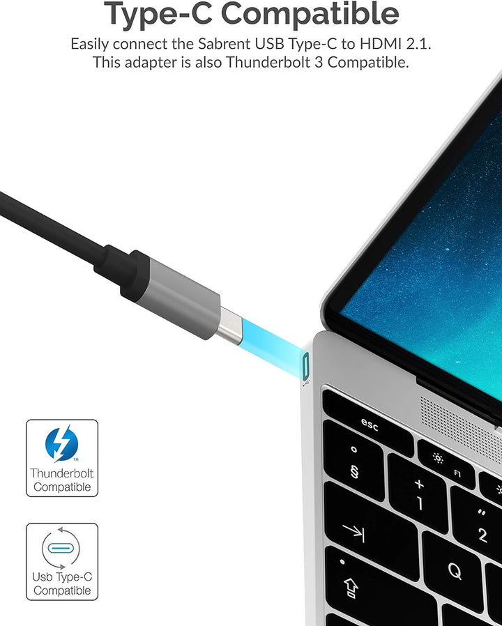 Sabrent USB C auf HDMI Adapter, 8K@60Hz 4K@120Hz UHD HDR High Speed, Typ C zu HDMI 2.1 Splitter Konv