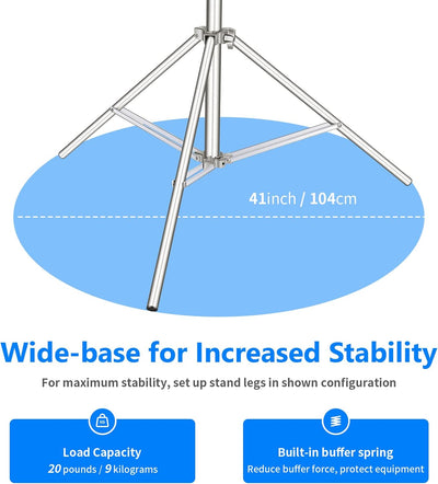 NEEWER 102"/2,6m Edelstahl Lichtstativ, federgepolstertes, Robustes Fotografie Stativ mit 1/4" bis 3