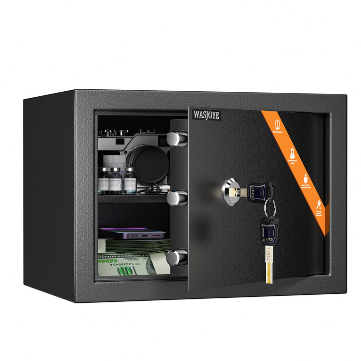 Safe Tresor mit Schlüssel, WASJOYE Möbeltresor mit Schlüssel-Schloss für Zuhause/Büro, 16L Wandtreso