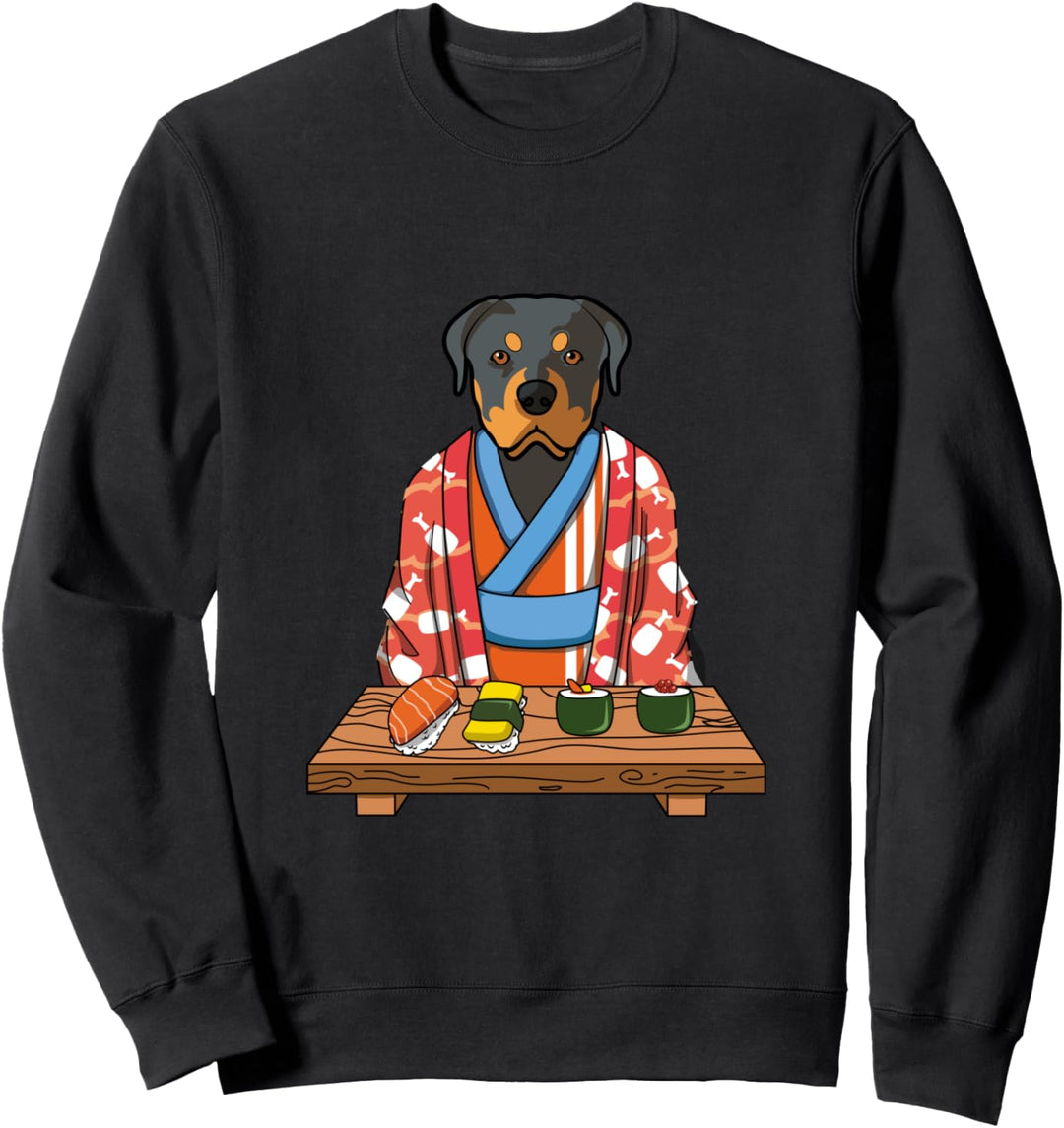 Niedlich Kawaii Japanisch Rottweiler Hund Kimono Sushi Sweatshirt