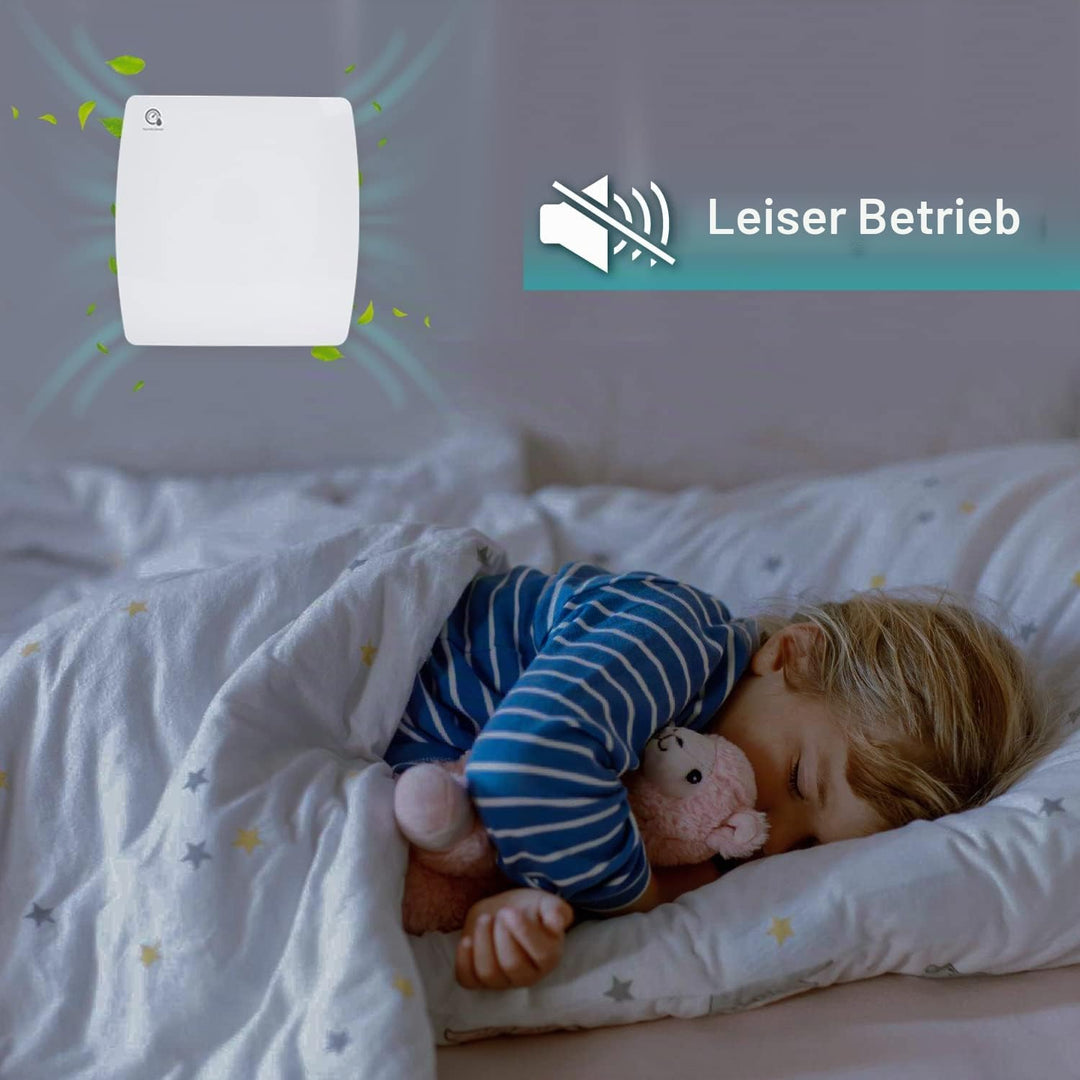 Ikodm Badlüfter 150mm mit Feuchtigkeitssensor und Rückstauklappe timer, Badezimmerlüfter Bad Lüfter