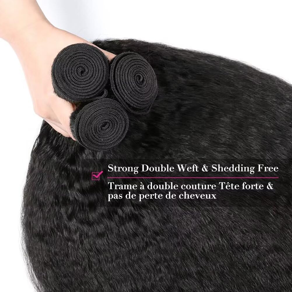 Kinky Straight Human Hair Bundles Unprocessed Yaki Human Hair 3 Bundles 100% Brasilianische Haare ec