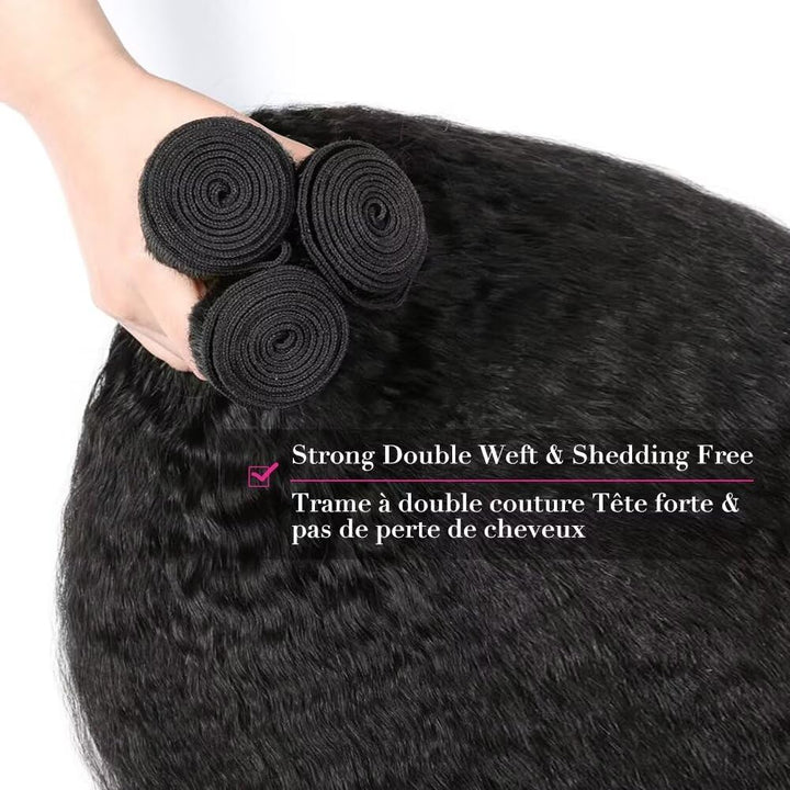Kinky Straight Human Hair Bundles Unprocessed Yaki Human Hair 3 Bundles 100% Brasilianische Haare ec