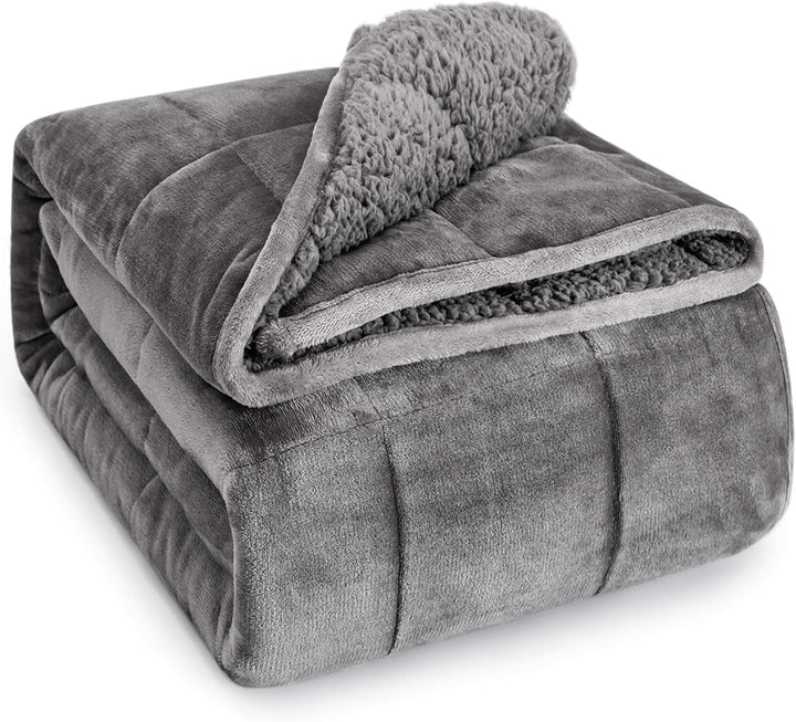 Sivio Sherpa Fleece Gewichtsdecke für Erwachsene, 7kg schwere Fuzzy Decke mit weichem Plüsch Flanell