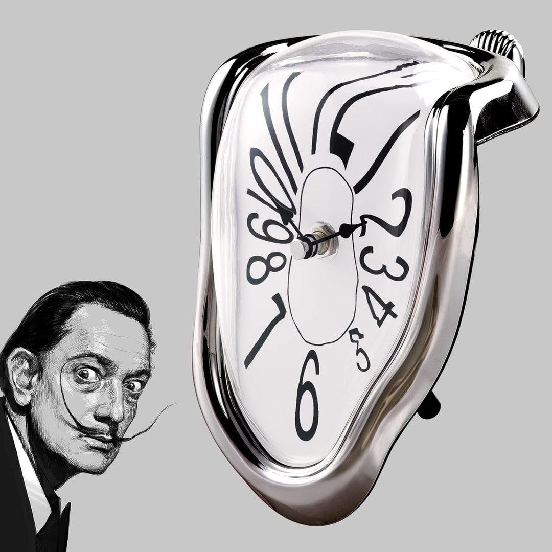 Lafocuse Lautlos Salvador Dali Uhr Silber, Geschmolzene Uhr Ohne Tickgeräusche, Tischuhren Modern Sc