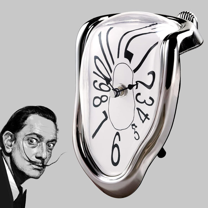 Lafocuse Lautlos Salvador Dali Uhr Silber, Geschmolzene Uhr Ohne Tickgeräusche, Tischuhren Modern Sc