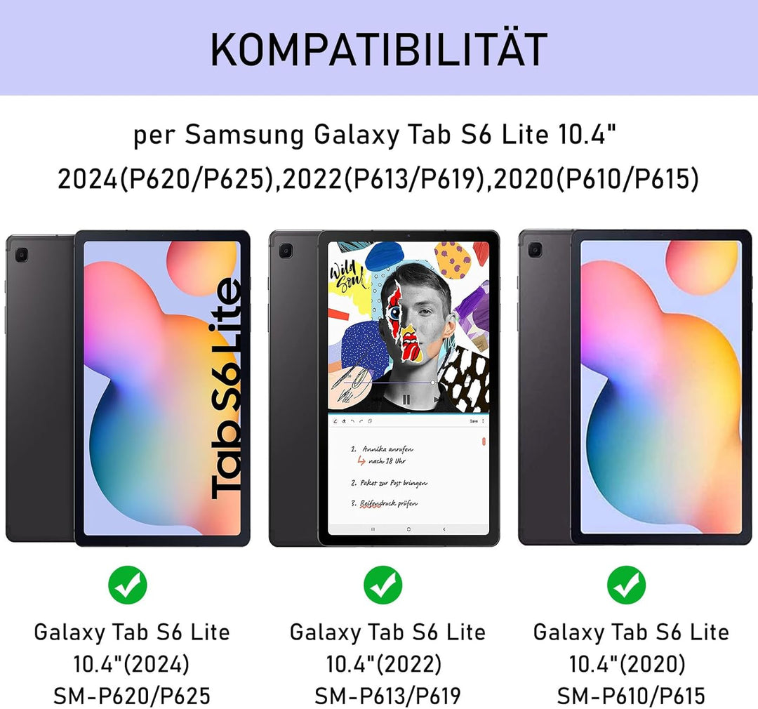 Hülle mit Tastatur für Samsung Galaxy Tab S6 Lite, Schutzhülle mit Pencil Halter Wireless Tastatur (