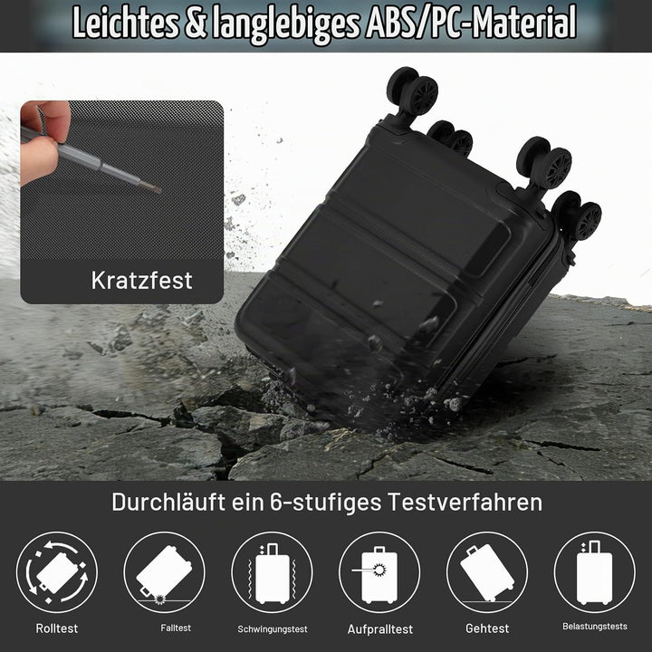 KONO Koffer Trolley Reisekoffer aus ABS+PC – Leichter Hartschalenkoffer mit 4 Zwillingsrollen und TS