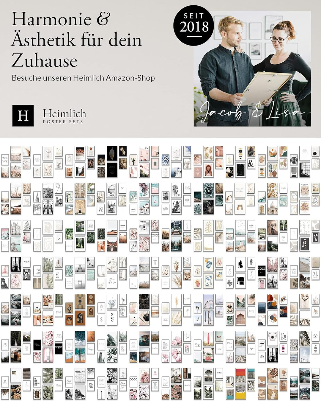 Heimlich® Premium Poster Set OHNE Bilderrahmen | 2 x DIN A3 &amp; 4 x DIN A4 - ca. 30x42 &amp; 21x30 | Stilv