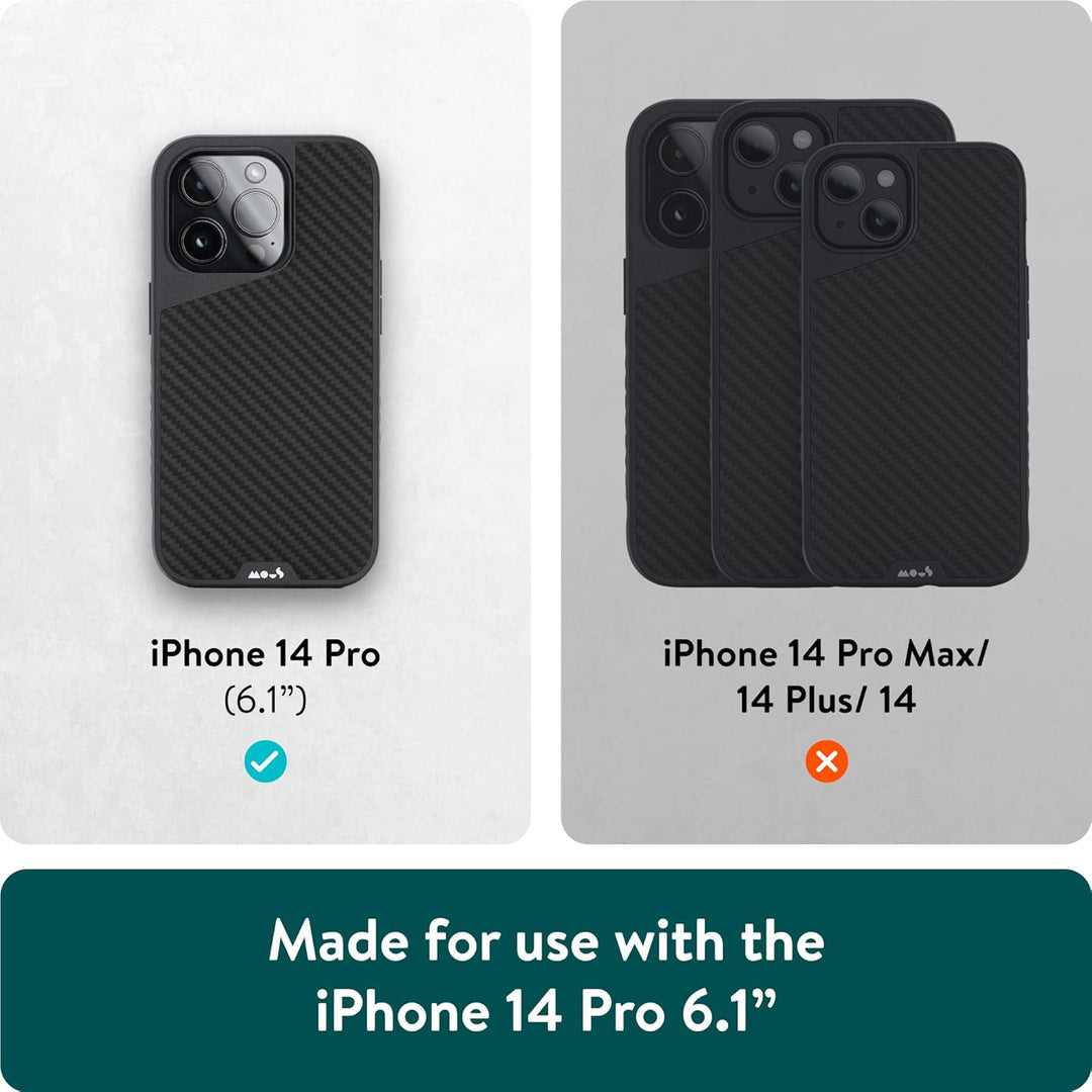 Mous - Hülle für iPhone 14 Pro - Carbonfaser - Limitless 5.0 - Handyhülle iPhone 14 Pro MagSafe-Komp