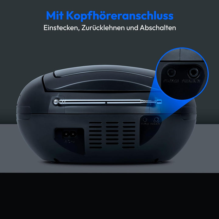 MEDION tragbare Boombox E65711, CD/MP3 Player, UKW FM, AUX, Batteriebetrieb, schwarz