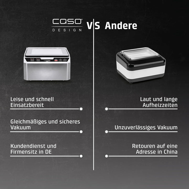 Caso VacuChef 40 - Kammervakuumierer aus Edelstahl, 3L Vakuumkammer 70 Liter/Minute, doppelte Schwei