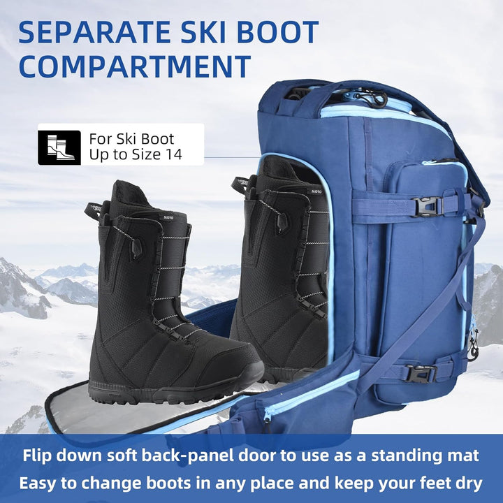 AUMTISC Skischuhtaschen mit Helmfach und Rucksackgurten, Skirucksack Skischuhrucksack mit Helmtasche