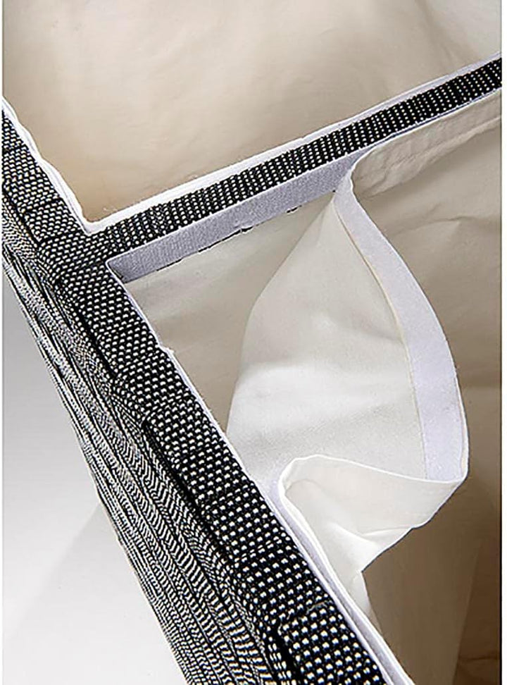 Kobolo Wäschesammler Wäschesortierer - Nylon - weiss schwarz - 125L - 2 Fächer, Schwarz
