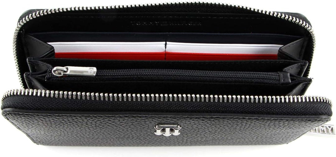 Tommy Hilfiger Damen Th Essence Lrg Za Kleine Lederwaren Schwarz, Schwarz