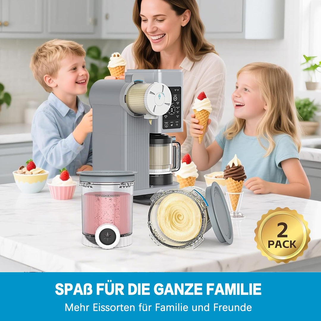 2 Stück Eisbehälter für Speiseeis,Creami Deluxe Behälter für Ninja Creami Eismaschine NC700 und NC70
