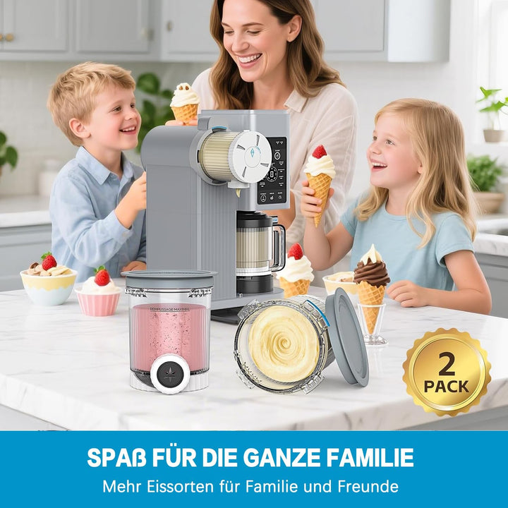 2 Stück Eisbehälter für Speiseeis,Creami Deluxe Behälter für Ninja Creami Eismaschine NC700 und NC70