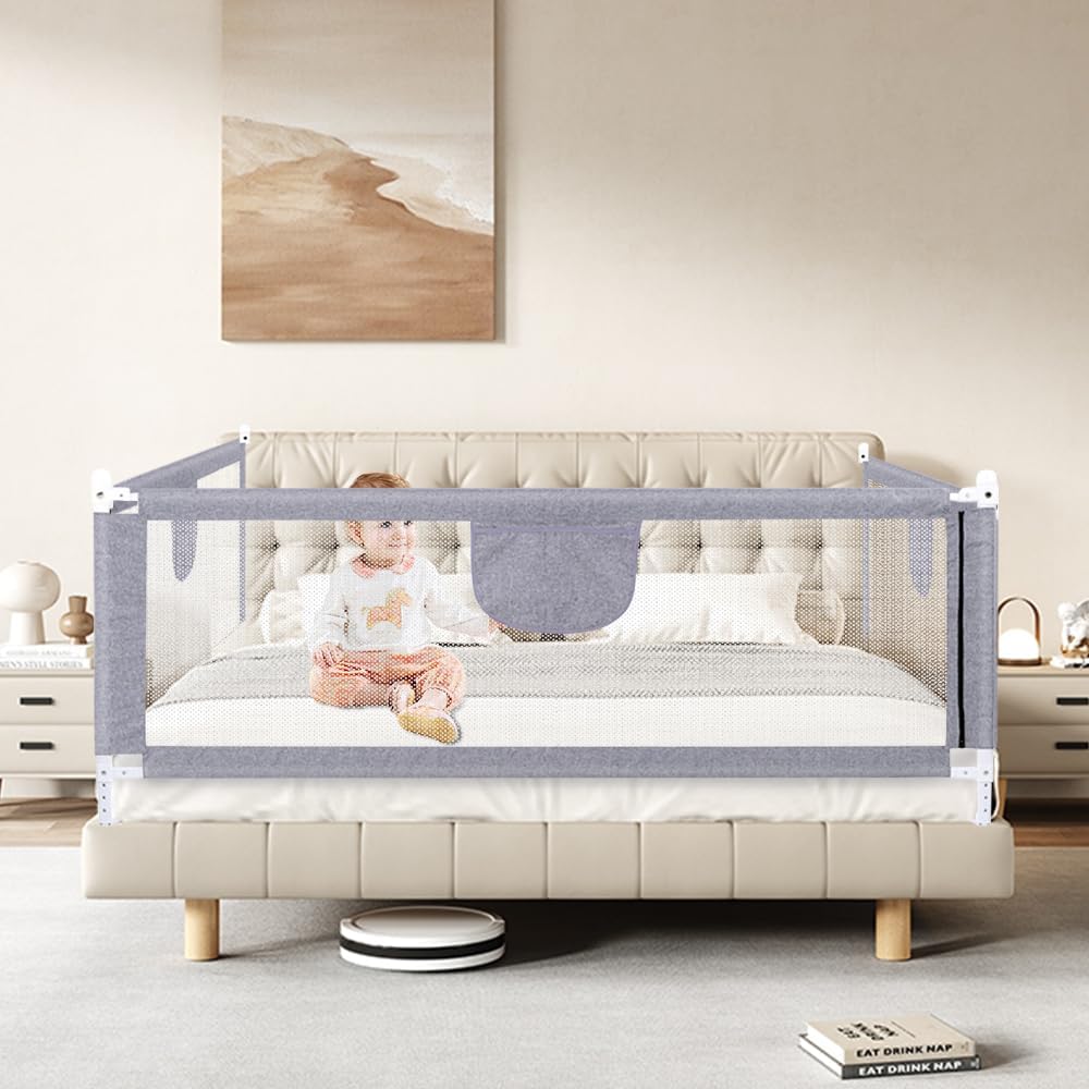 Bettgitter für Babys, Sicherheitsgitter für Kinder, Bett, höhenverstellbar, Bettschiene mit Schutz f