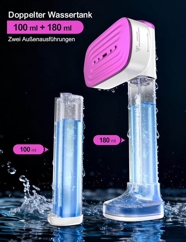 Sundu Dampfglätter, Steamer mit 2 Wassertanks (180 ml und 100 ml), 15S Schnelles Aufheizen, 24 g/min
