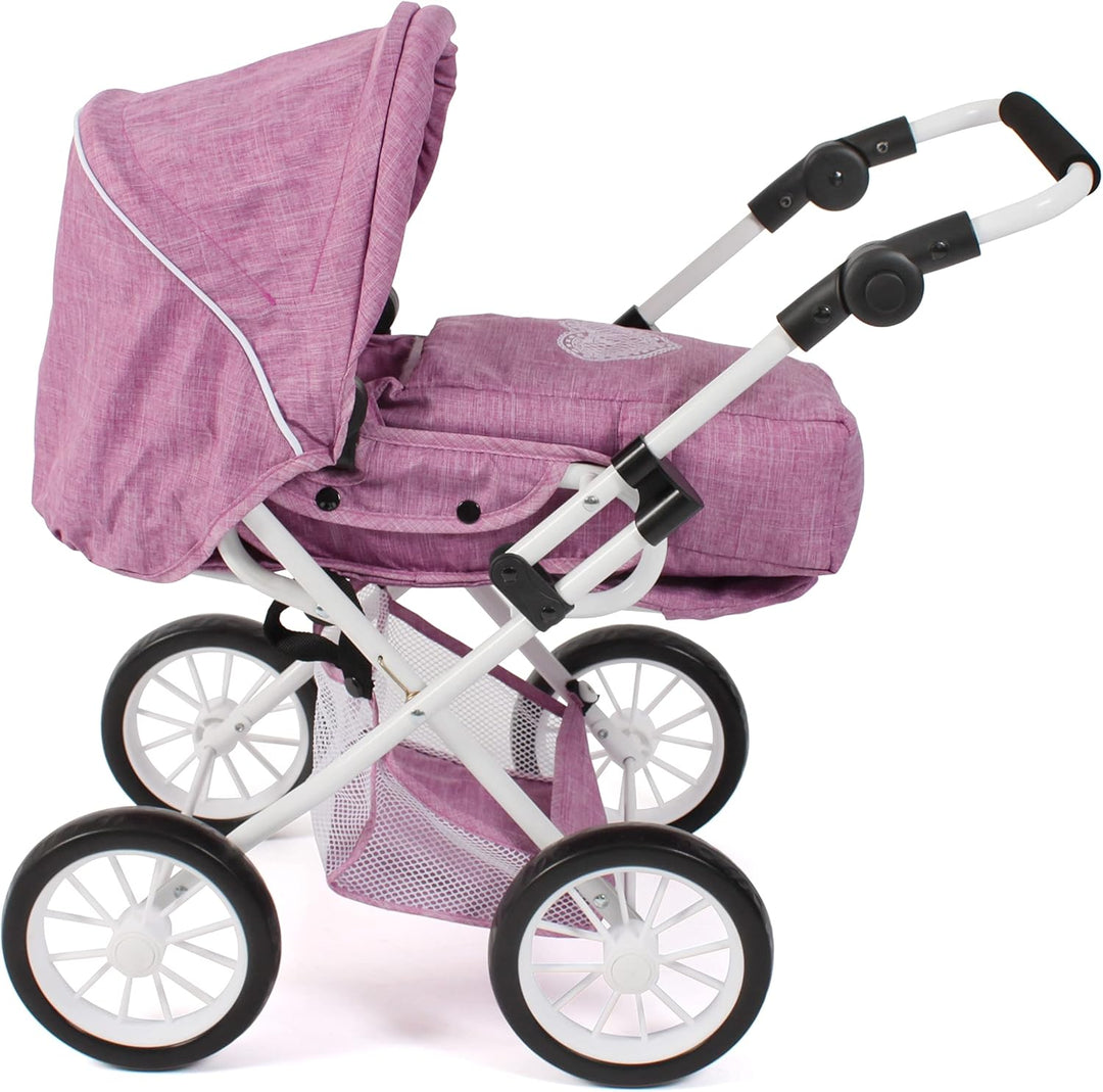 Bayer Chic 2000 - Puppenwagen Leni, 2in1 Kombipuppenwagen mit herausnehmbarer Tragetasche, Jeans pin
