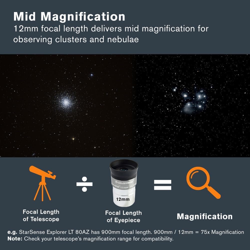 Celestron 93319 1-1/4-12 mm Omni Serie Okular, 12 mm