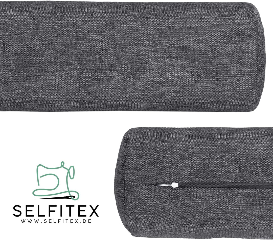 Selfitex 2er Set Nackenrolle - 18x45 cm, weich und formstabil, dezent melierter Bezug, Füllkissen au