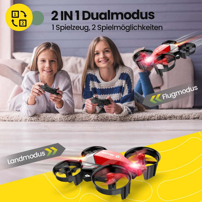 Holy Stone HS210F Mini Drohne für Kinder, 2 in 1 RC Quadcopter Drohnen mit Land- und Flugmodus,LED L