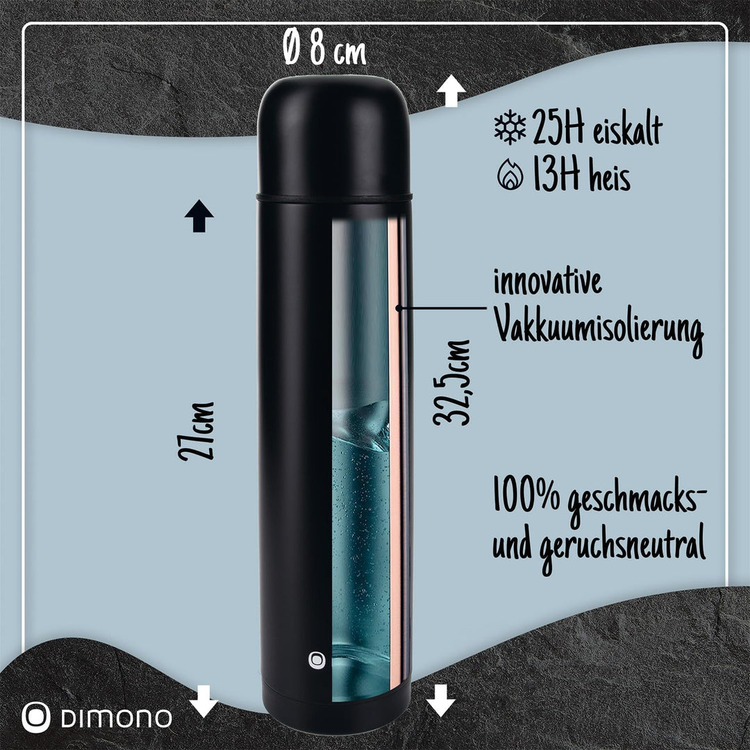 Edelstahl Thermosflasche mit Becher & Bürste; Thermoskanne Doppelwandige Isolierkanne; Auslaufsicher