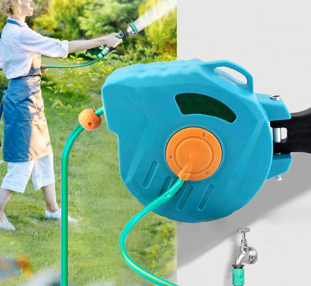 Kurflo Wand-Schlauchtrommel 20 m, Tragbare Schlauchtrommel, Automatischer Rückzug, mit Multifunktion