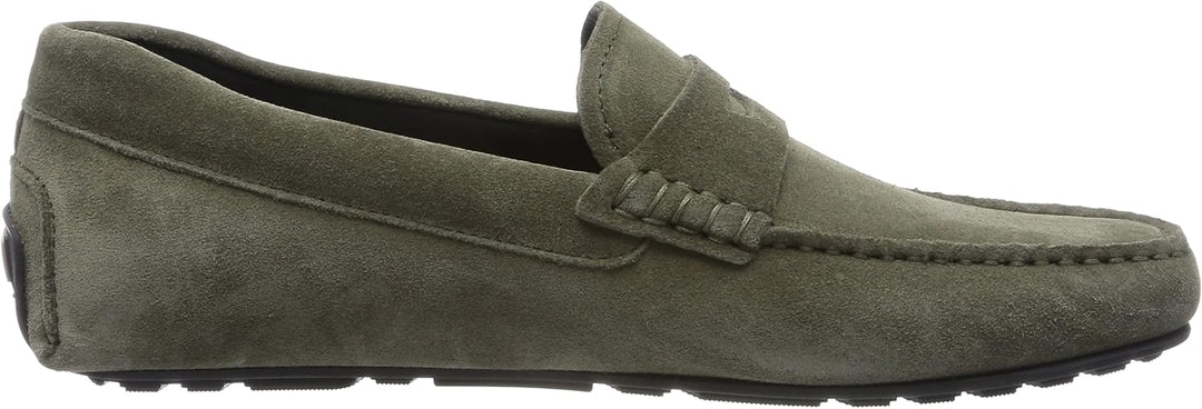 BOSS Herren Noel Mocc Mokassins aus Veloursleder mit Branding Grösse 41 EU Open Green343, 41 EU Open
